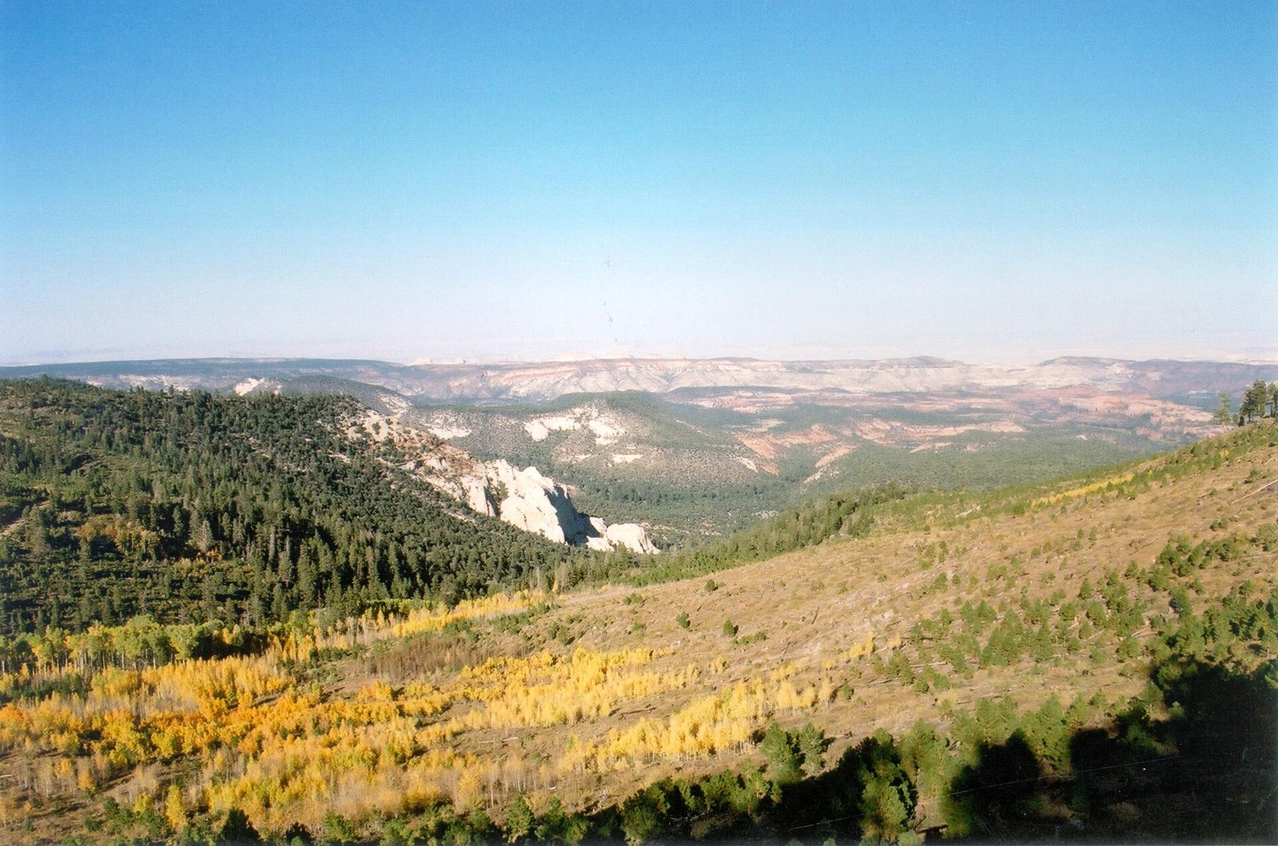 Sweeping view from Boulder Mountain over golden aspens along Scenic Byway 12, Boulder, Utah